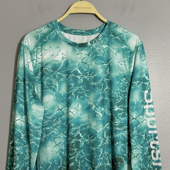 World Wide Sportsman Fishing Shirt Men Size L Outdoor Active Blue Ocean Camo - Picture 9 of 12